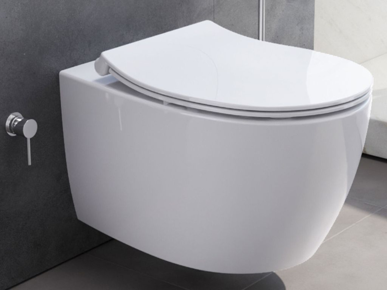 Wand Dusch WC Taharet - sp&uuml;lrandlos - mit abnehmbaren Softclose Toiletten-Sitz - Bidet - Keramik - 10.10.02.01.KTSLIM