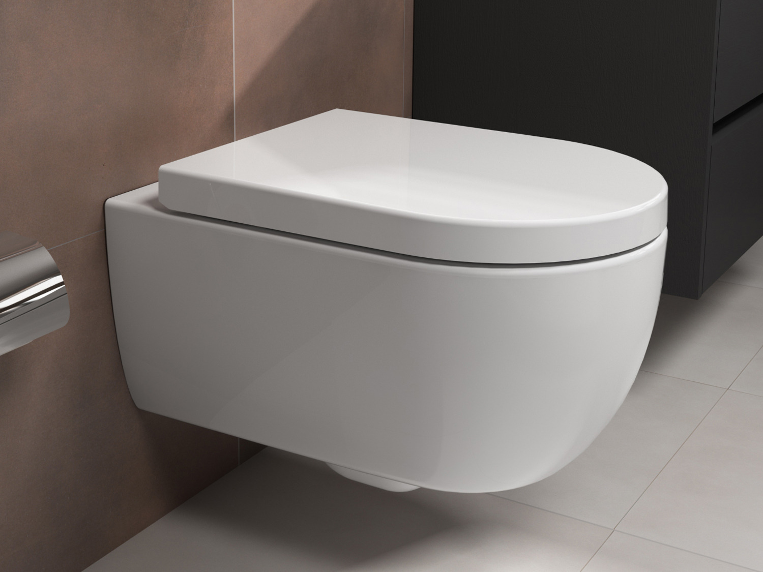 Wand H&auml;nge WC Toilette - sp&uuml;lrandlos - inkl. abnehmbaren Softclose Toiletten-Sitz - Keramik - 011.1051.063K