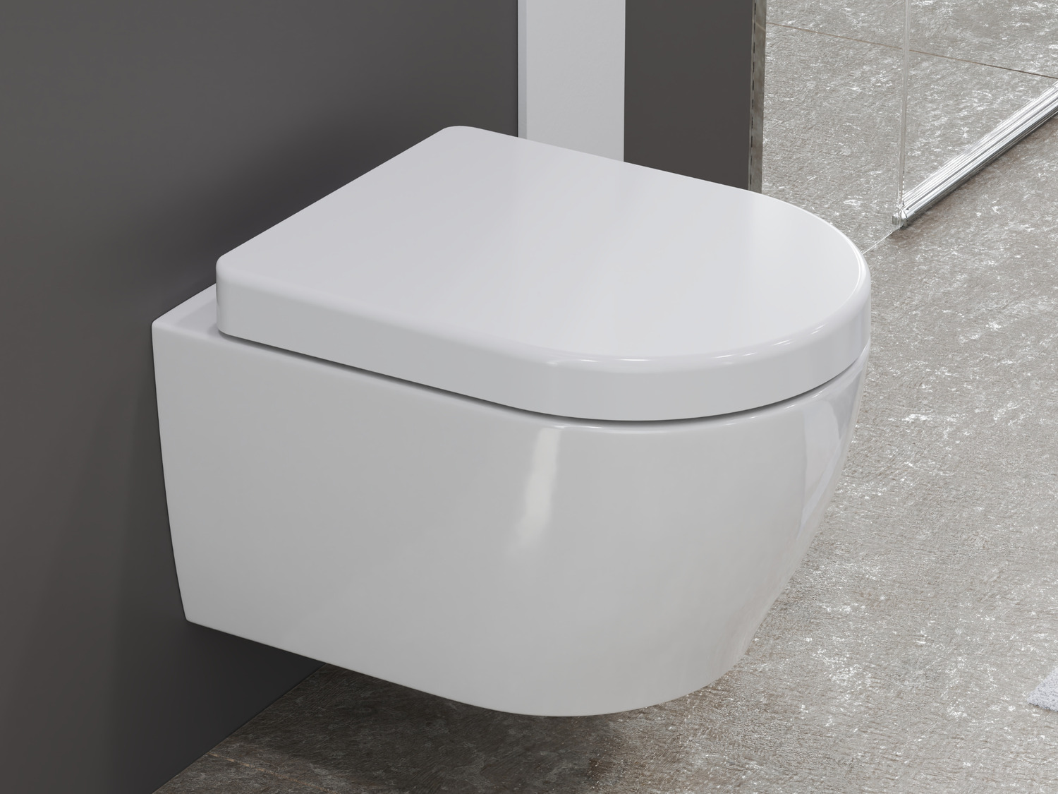 Wand H&auml;nge WC Toilette - sp&uuml;lrandlos - inkl. abnehmbaren Softclose Toiletten-Sitz - Keramik - 011.1051.063K