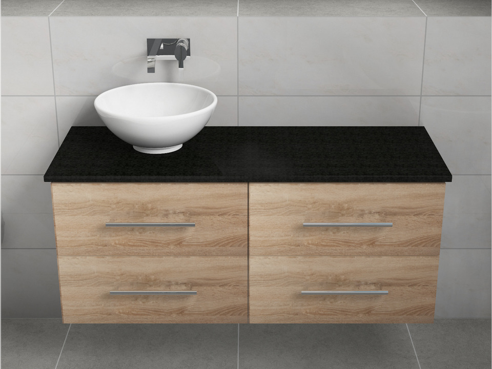 Flex Badm&ouml;bel 120, Eiche Gold, Keramik Waschbecken, Natursteinplatte