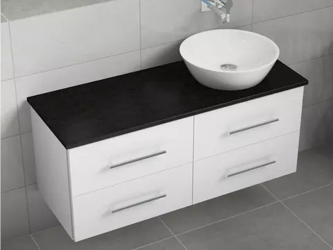 Flex Badmöbel 120, Weiß Hochglanz Lackiert,...