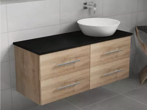 Flex Badmöbel 120, Eiche Gold, Keramik Waschbecken,...