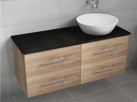 Flex Badmöbel 120, Eiche Gold, Keramik Waschbecken,...