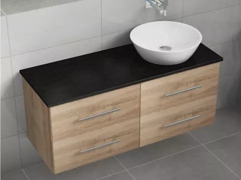 Flex Badmöbel 120, Eiche Gold, Keramik Waschbecken,...