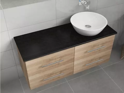 Flex Badmöbel 120, Eiche Gold, Keramik Waschbecken,...
