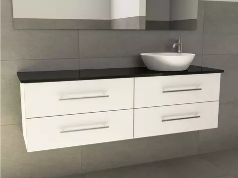 Flex Badmöbel 160, Weiß Hochglanz Lackiert,...
