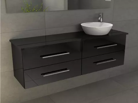 Flex Badmöbel 160, Schwarz Hochglanz Lackiert,...