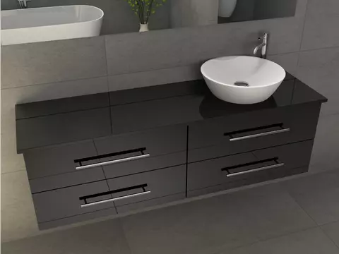 Flex Badmöbel 160, Schwarz Hochglanz Lackiert,...