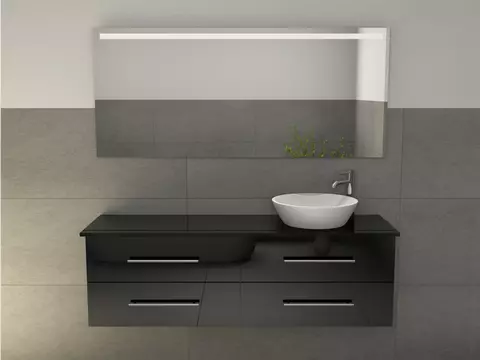 Flex Badmöbel 160, Schwarz Hochglanz Lackiert,...