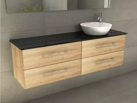 Flex Badmöbel 160, Eiche Gold, Keramik Waschbecken,...