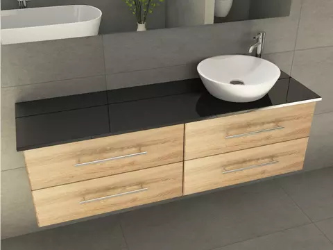 Flex Badmöbel 160, Eiche Gold, Keramik Waschbecken,...