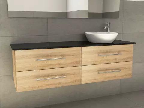 Flex Badmöbel 160, Eiche Gold, Keramik Waschbecken,...