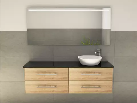 Flex Badmöbel 160, Eiche Gold, Keramik Waschbecken,...