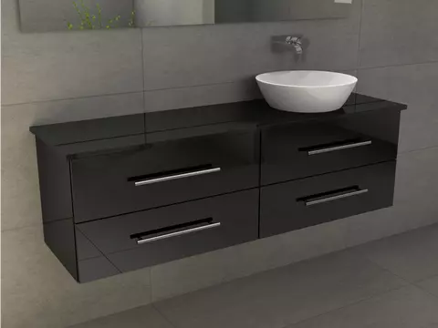 Flex Badmöbel 160, Schwarz Hochglanz Lackiert,...