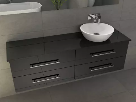 Flex Badmöbel 160, Schwarz Hochglanz Lackiert,...