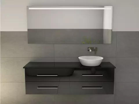 Flex Badmöbel 160, Schwarz Hochglanz Lackiert,...