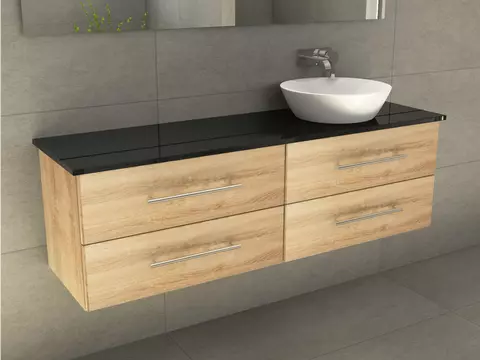 Flex Badmöbel 160, Eiche Gold, Keramik Waschbecken,...