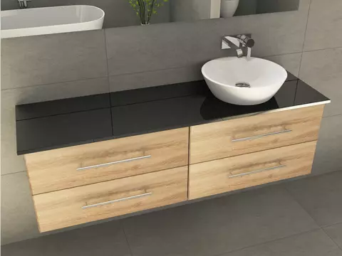Flex Badmöbel 160, Eiche Gold, Keramik Waschbecken,...