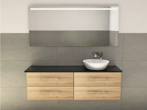Flex Badmöbel 160, Eiche Gold, Keramik Waschbecken,...