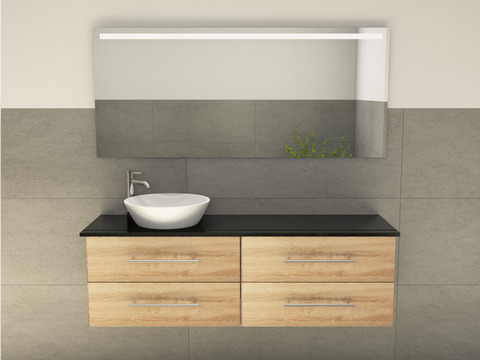 Flex Badmöbel 160, Eiche Gold, Keramik Waschbecken,...