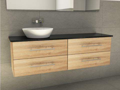 Flex Badmöbel 160, Eiche Gold, Keramik Waschbecken,...