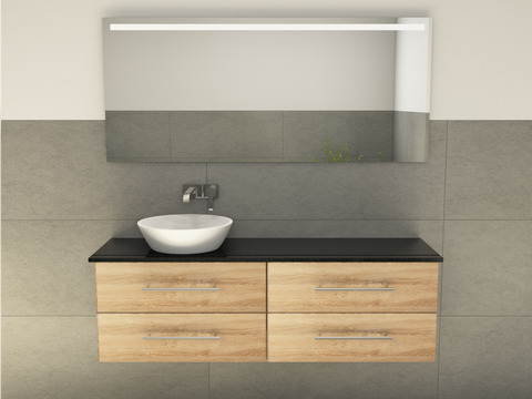 Flex Badmöbel 160, Eiche Gold, Keramik Waschbecken,...