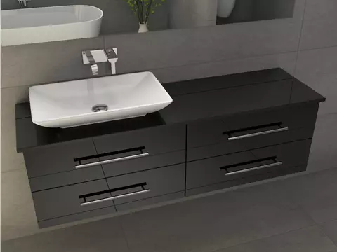 Flex Badmöbel 160, Schwarz Hochglanz Lackiert,...