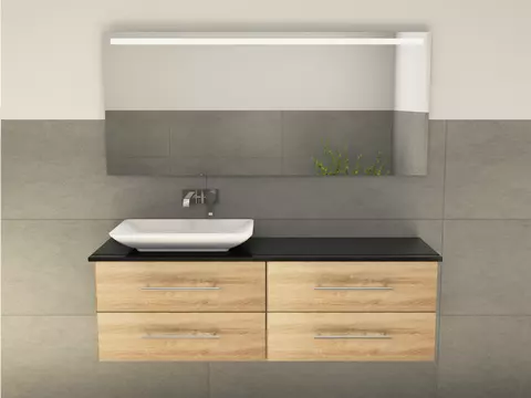 Flex Badmöbel 160, Eiche Gold, Keramik Waschbecken,...