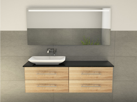 Flex Badmöbel 160, Eiche Gold, Keramik Waschbecken,...