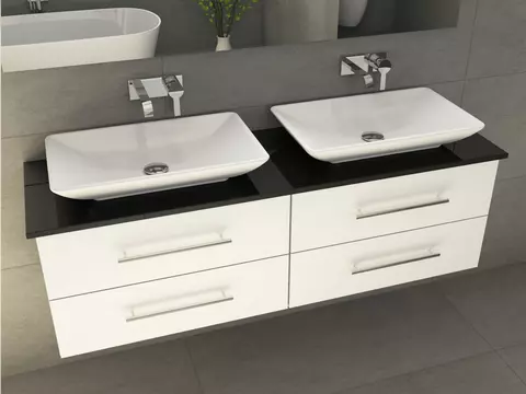 Flex Badmöbel 160, Weiß Hochglanz Lackiert,...