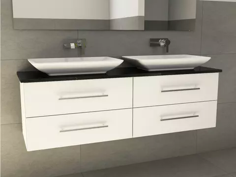 Flex Badmöbel 160, Weiß Hochglanz Lackiert,...