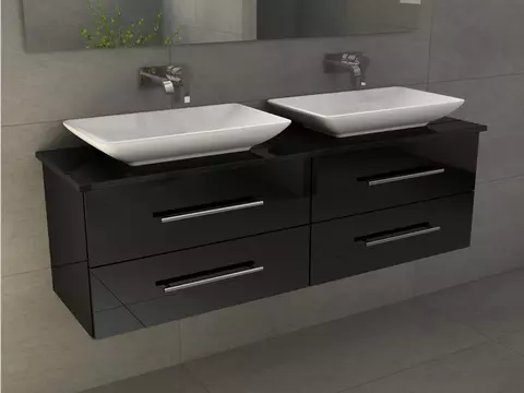 Flex Badmöbel 160, Schwarz Hochglanz Lackiert,...