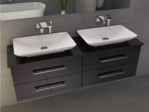 Flex Badmöbel 160, Schwarz Hochglanz Lackiert,...