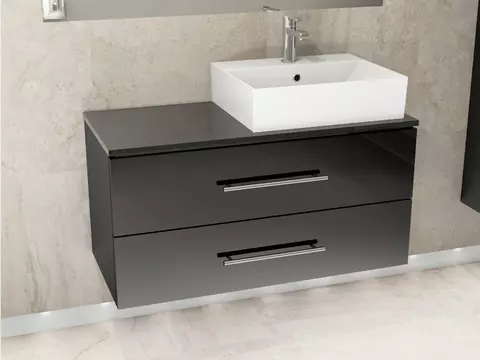 Flex Badmöbel 100, Schwarz Hochglanz Lackiert,...