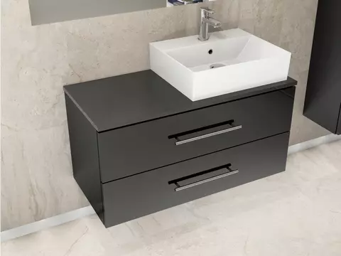 Flex Badmöbel 100, Schwarz Hochglanz Lackiert,...