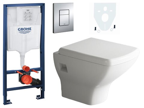 Grohe & Aqua Bagno WCSet.02.RAPID.1 Spülkasten Grohe Rapid SL Vorwandelement + Wand WC + Drückerplatte