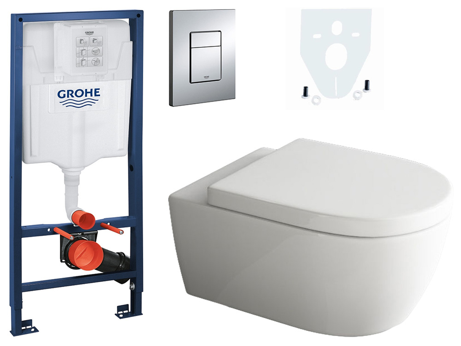 Grohe &amp; SSWW WCSet.07.RAPID.1 Sp&uuml;lkasten Grohe Rapid SL Vorwandelement + Wand WC + Dr&uuml;ckerplatte