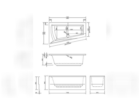 Schröder Badewanne Raumsparwanne Lara Links 175x100x50