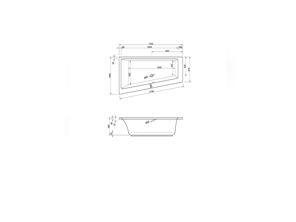 Schr&ouml;der Badewanne Raumsparwanne Malibu Links 170x100x46,5 cm