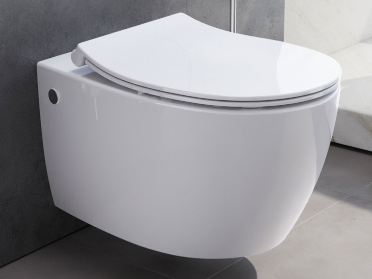 Wand H&auml;nge WC Toilette - sp&uuml;lrandlos - inkl. abnehmbaren Softclose Toiletten-Sitz - Keramik - 10.10.02.01.KSLIM