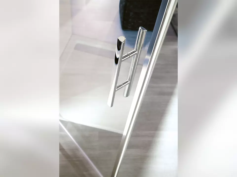 HSK Duschkabine Exklusiv Eckeinstieg, 2-teilig Dusche 90x90x200 in alu silber-matt Echtglas mit EDELGLAS-Beschichtung