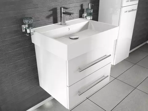 Flex Badmöbel 60, Weiß Hochglanz Lackiert,...
