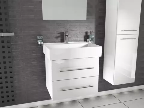 Flex Badmöbel 60, Weiß Hochglanz Lackiert,...