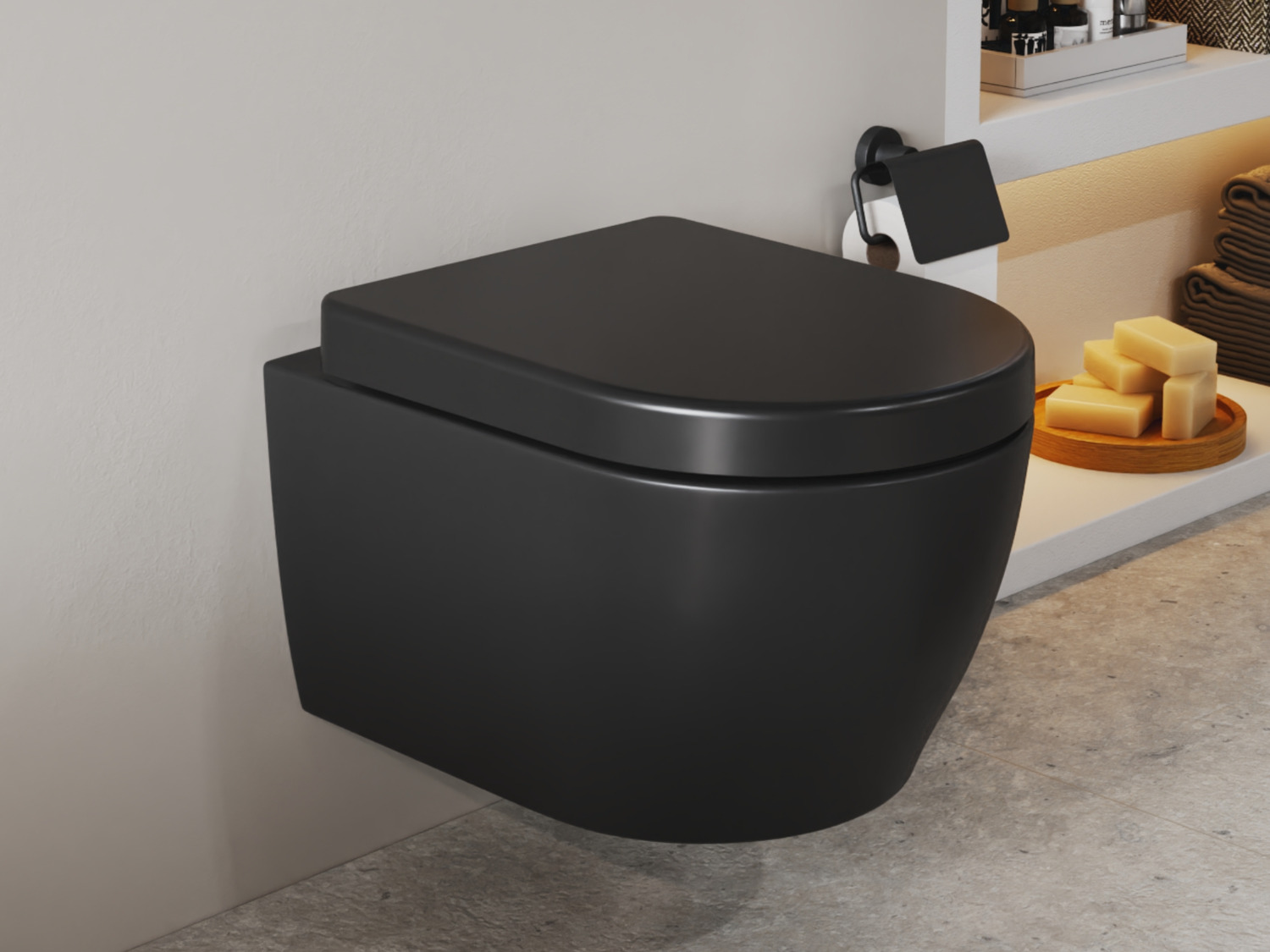 Wand H&auml;nge WC Toilette - sp&uuml;lrandlos - inkl. abnehmbaren Softclose Toiletten-Sitz - Keramik - 011.1051.063SMK