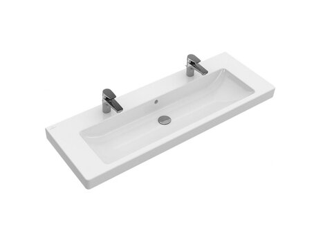 Doppelwaschbecken Villeroy Boch Subway 2.0 130 x 47 cm mit 2 Hanhlochbohrungen und einem Überlauf
