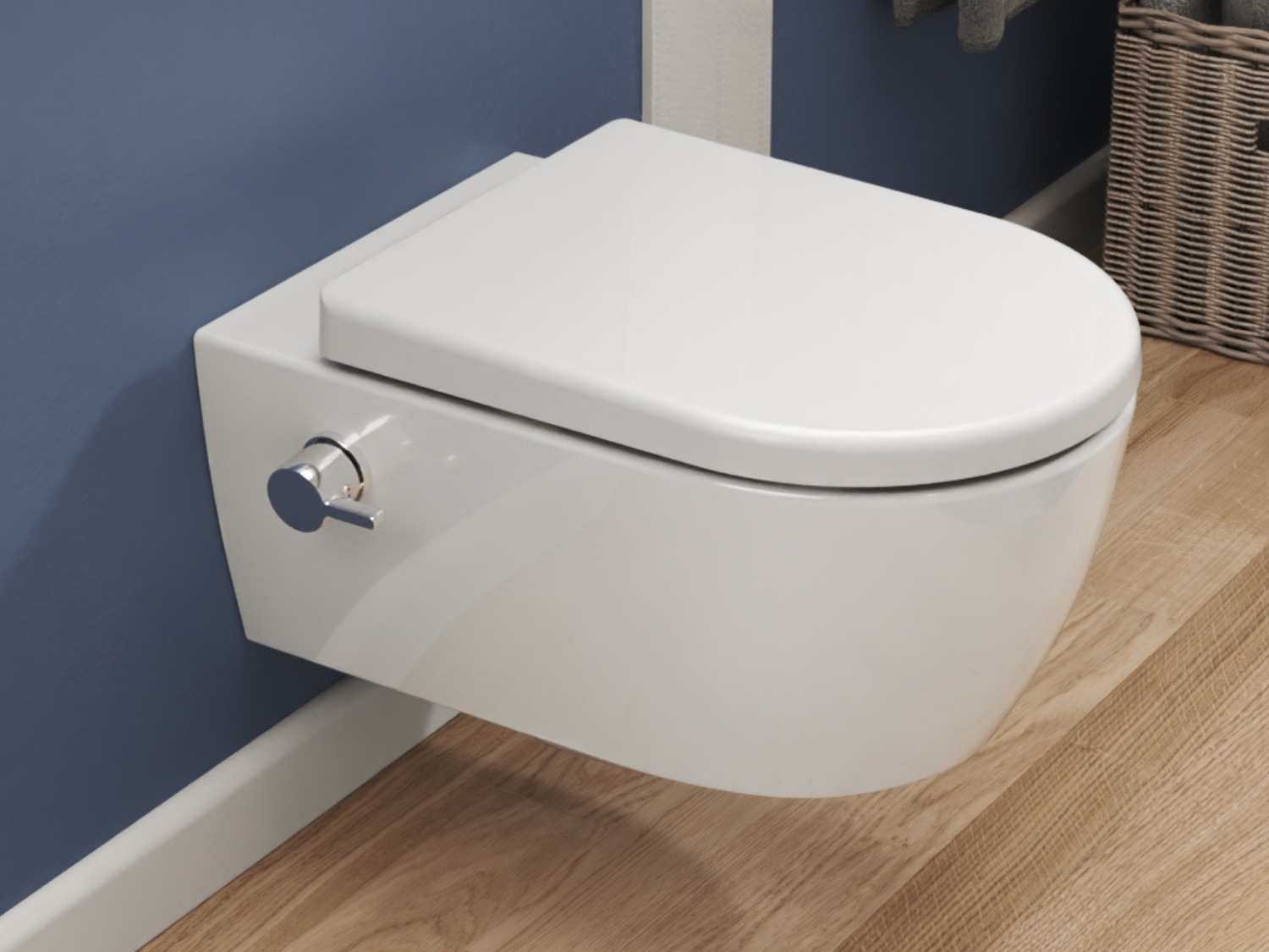 Wand Dusch WC Taharet - mit abnehmbaren Softclose Toiletten-Sitz - Bidet - Keramik - CT2019V-B