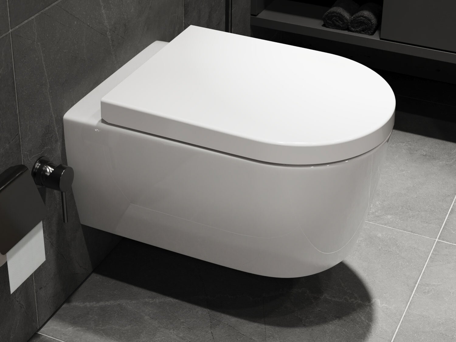 Wand Dusch WC Taharet - mit abnehmbaren Softclose Toiletten-Sitz - Bidet - Keramik - CT2019V-C