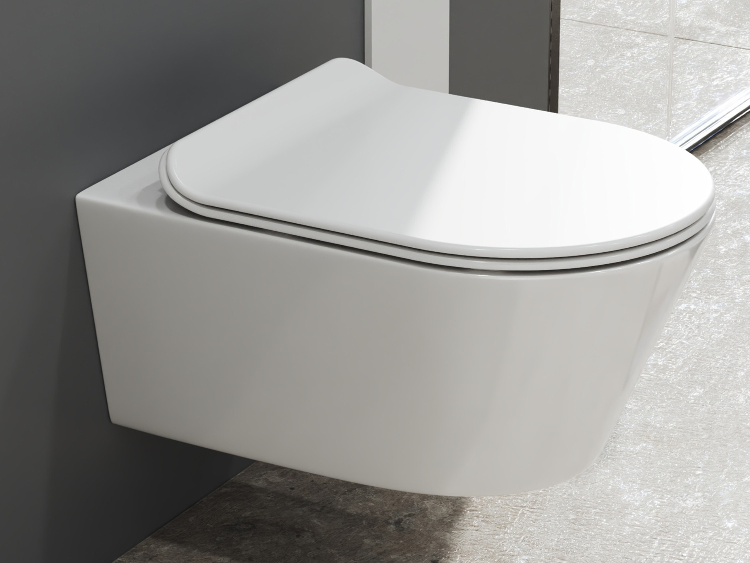 Wand H&auml;nge WC Toilette - sp&uuml;lrandlos - inkl. abnehmbaren Softclose Toiletten-Sitz - Keramik - CT2063V