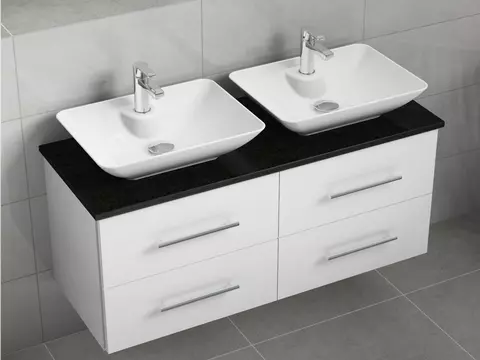 Flex Badmöbel 120, Weiß Hochglanz Lackiert,...