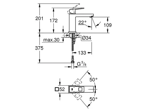 Grohe Eurocube Einhand-Waschtischbatterie, M-Size ohne...